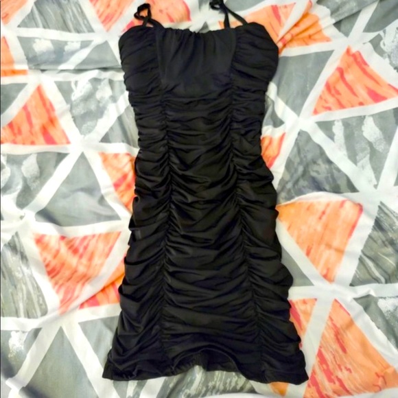 Charlotte Russe Black Rouched Mini Dress, Spagetti Straps - Picture 1 of 3